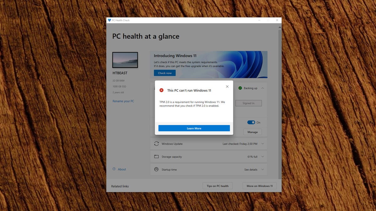 windows 10 pc health check app